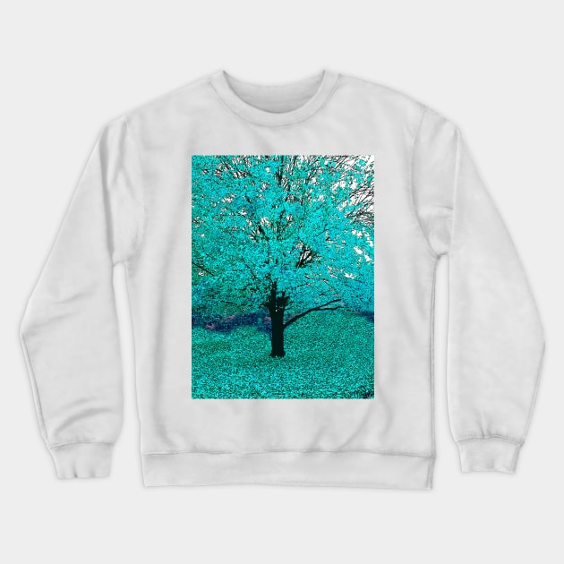 Trees of Aqua Blue Crewneck Sweatshirt by Overthetopsm